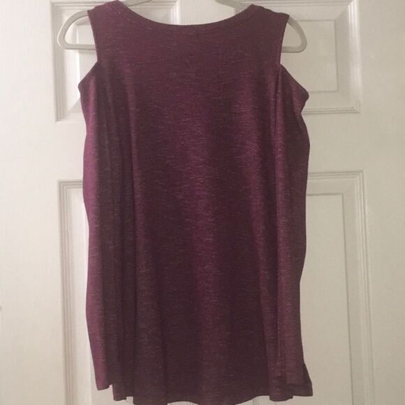 Matty M top women’s size small burgundy white speckled cold Shoulder long sleeve - Picture 4 of 10
